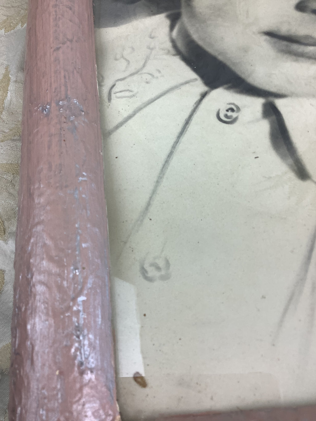 Ancien Cadre Portrait au fusain