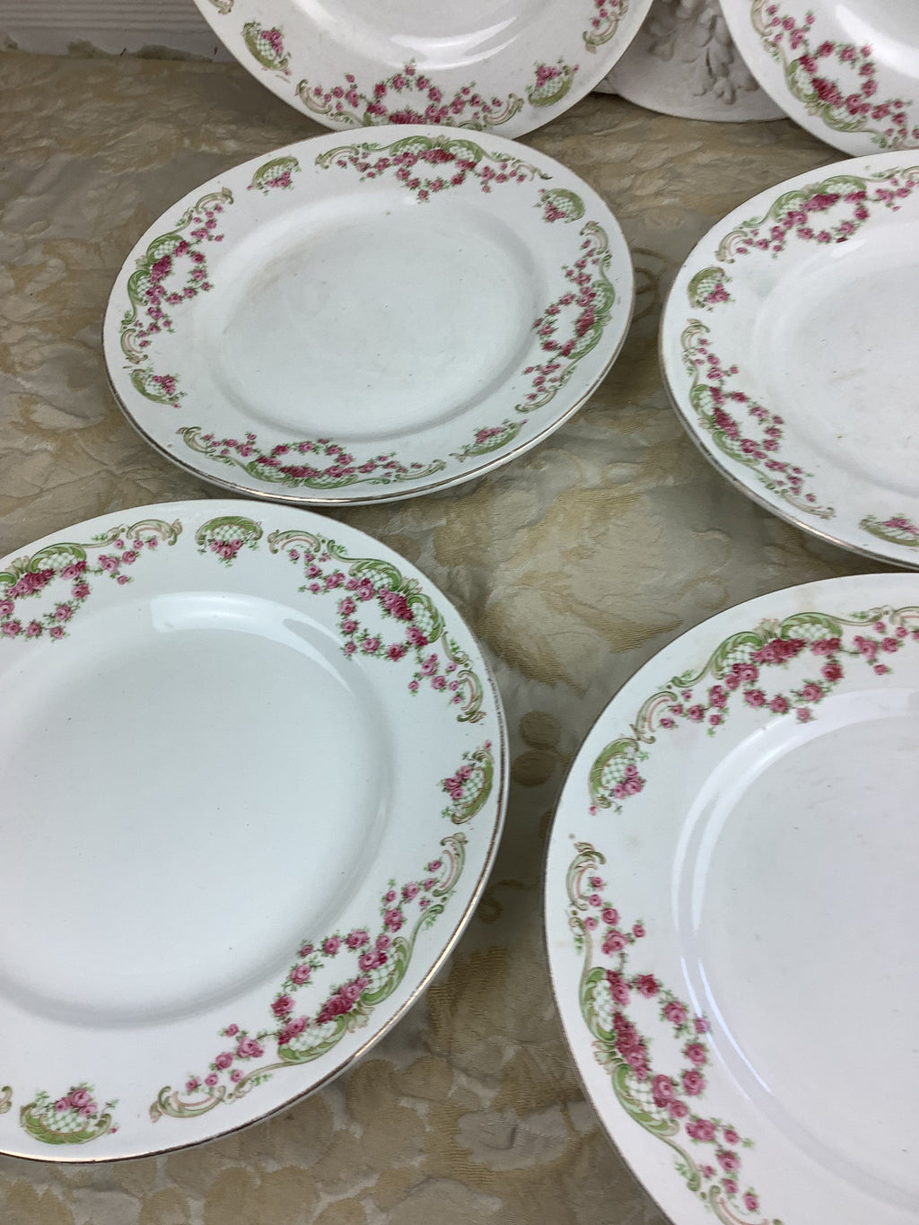 6 Assiettes plates anciennes Terre de fer Moulins des Loups