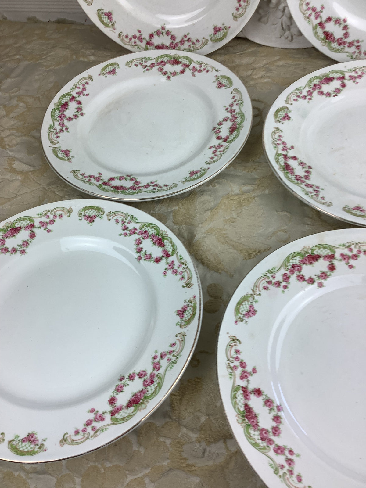 6 Assiettes plates anciennes Terre de fer Moulins des Loups