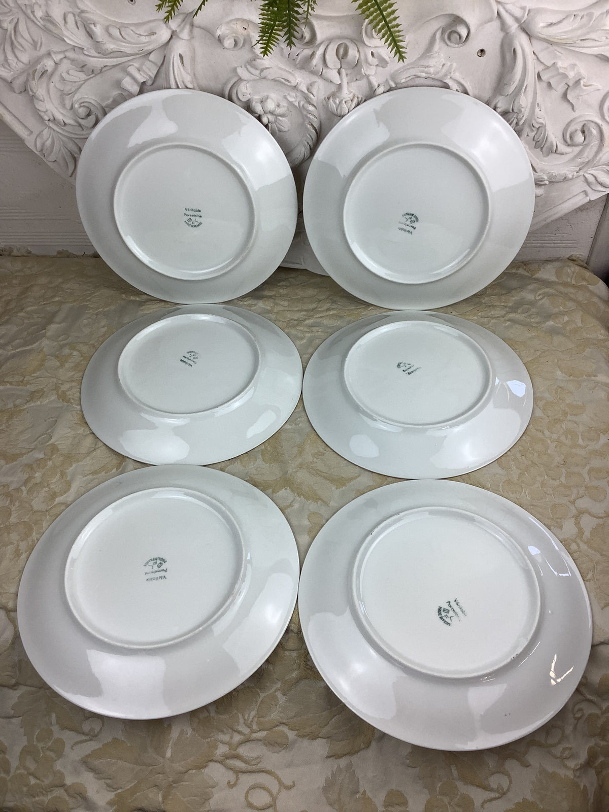 6 Assiettes plates anciennes Porcelaine France