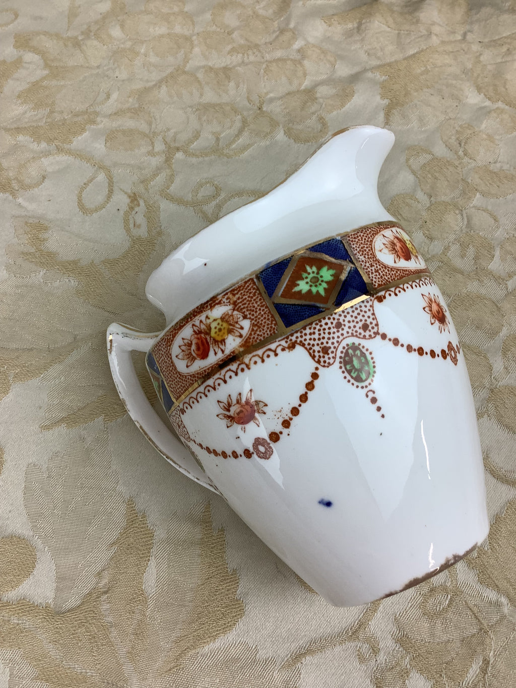 Pot à crème ancien anglais Doric Bone China — Décor Imari — Réf. 10C