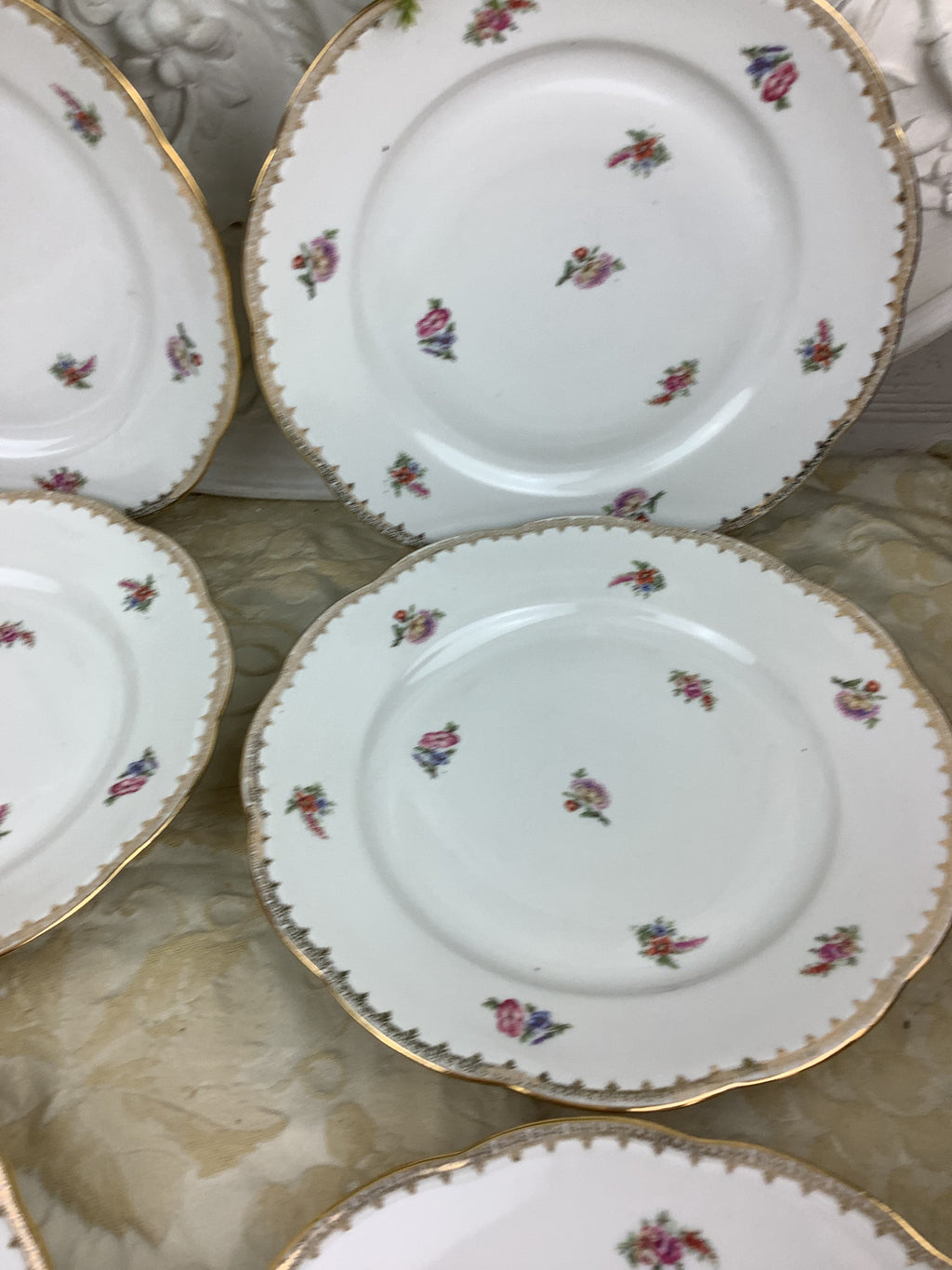 6 Assiettes plates anciennes Porcelaine Limoges France