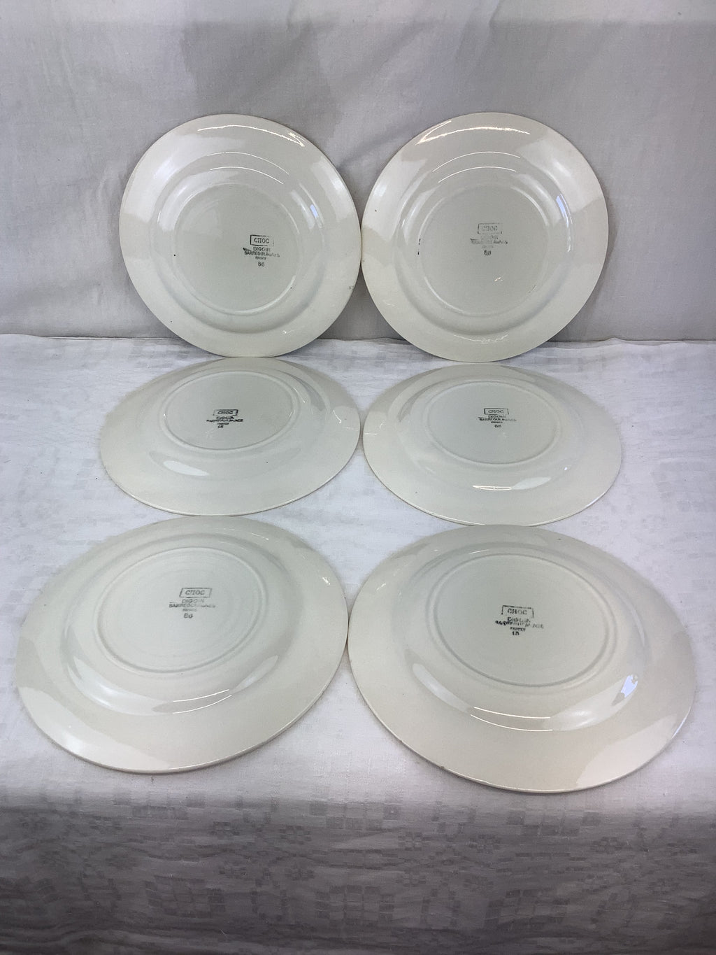 6 assiettes plates anciennes Digoin-Sarreguemines – Modèle Choc – Réf. 6L