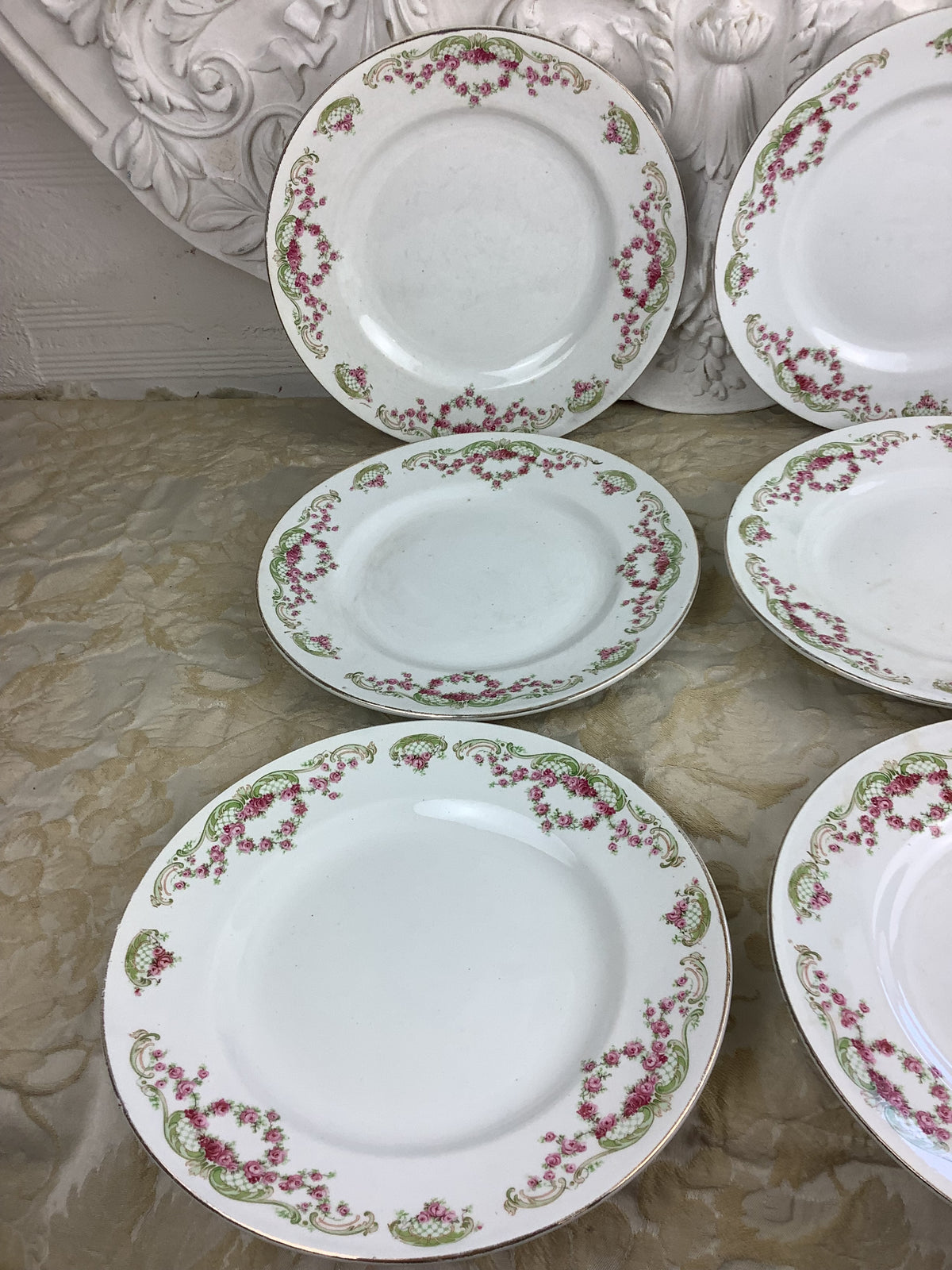 6 Assiettes plates anciennes Terre de fer Moulins des Loups