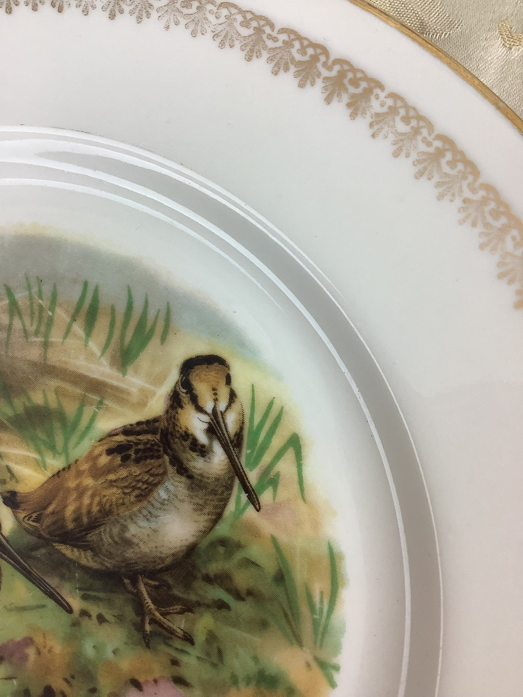 4 Assiettes plates en porcelaine de Limoges France décor gibier/chasse