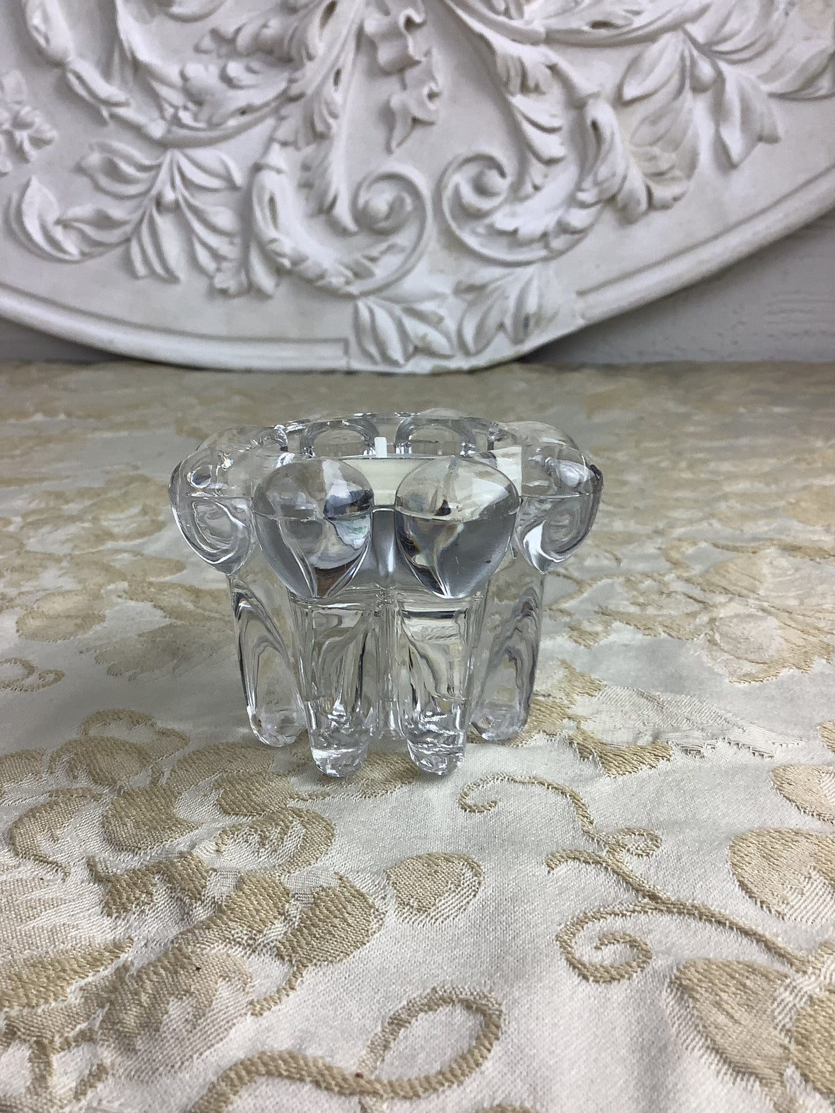Petit bougeoir « Fleur » en verre moulé VMC Reims – Réf. 26C