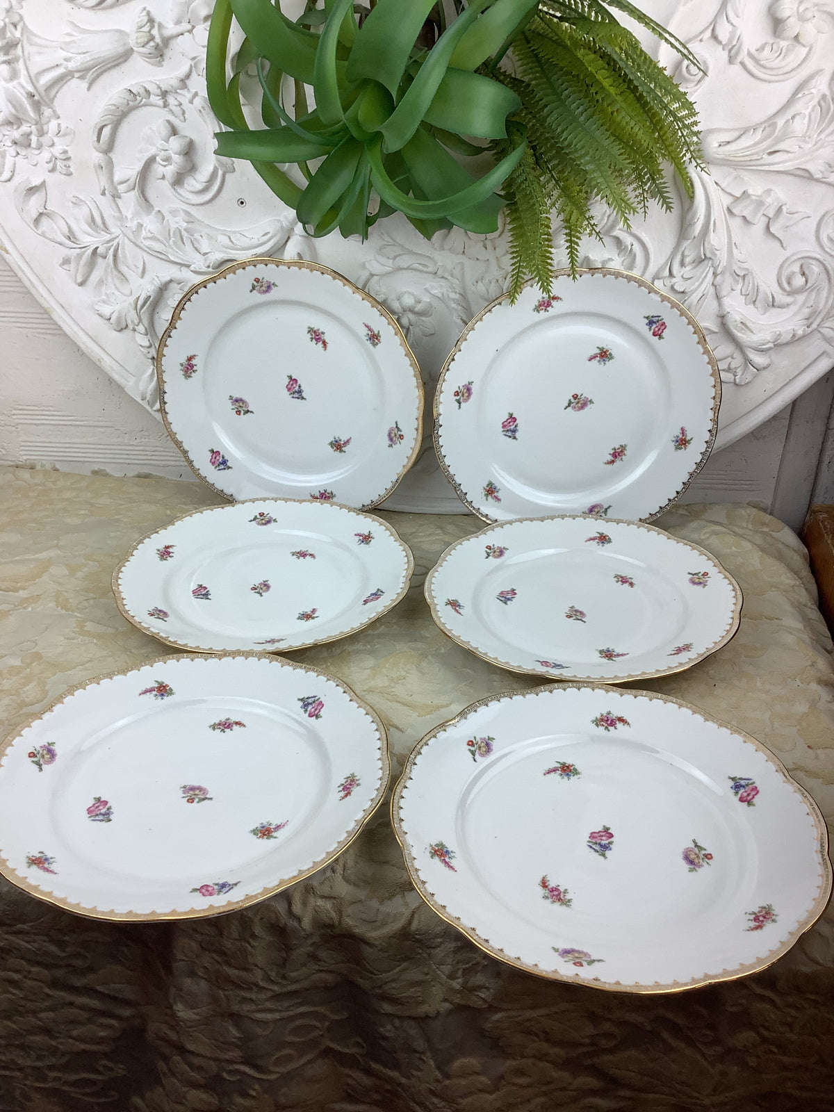 6 Assiettes plates anciennes Porcelaine Limoges France