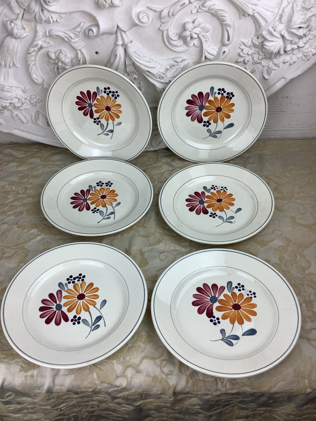 6 Assiettes à dessert anciennes Salins France -Ref 25Y