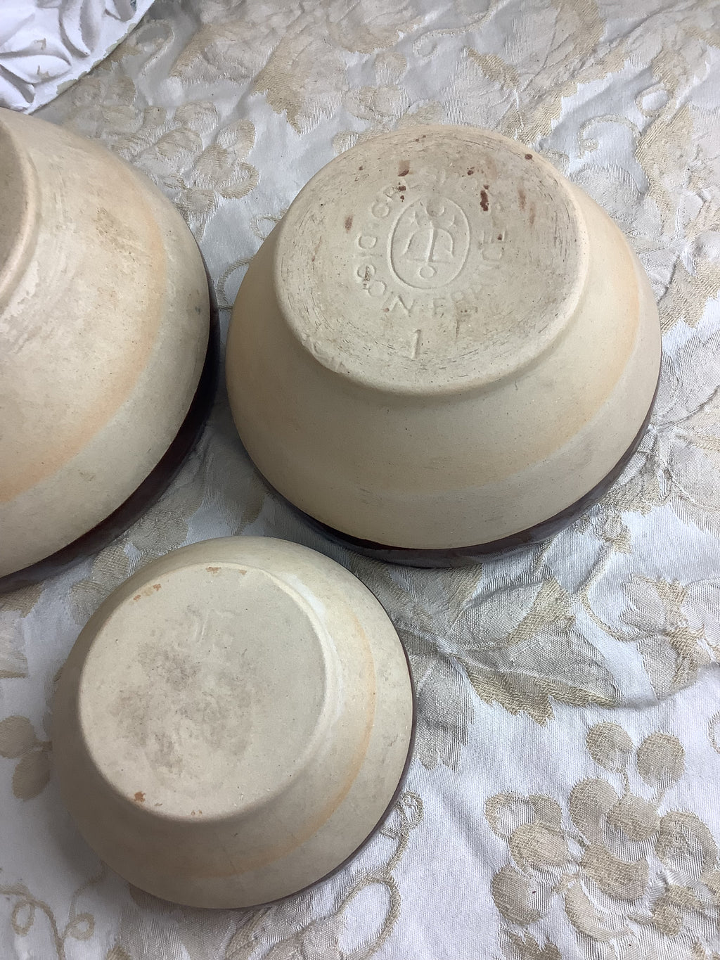 Lot de 3 bols anciens en grès Digoin – Grès Pots France – Réf. 26F