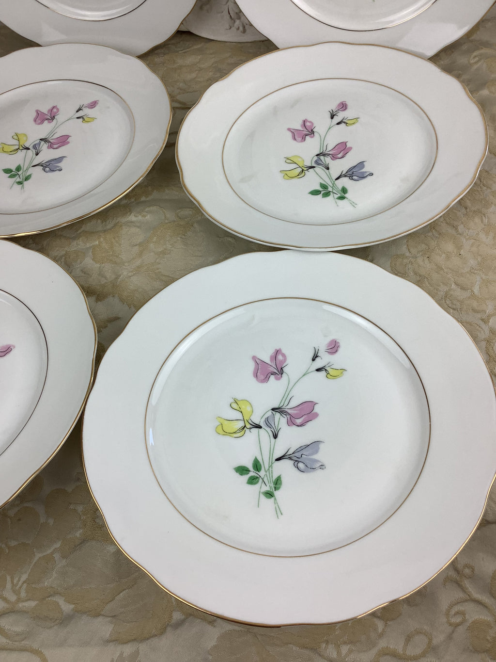 6 Assiettes plates anciennes Porcelaine de Limoges France