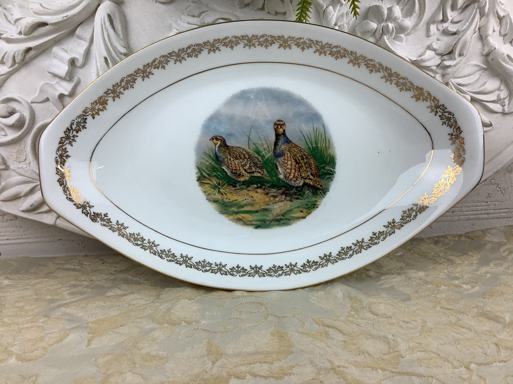 Ancien Plat en Porcelaine de Limoges France décor gibier et chasse