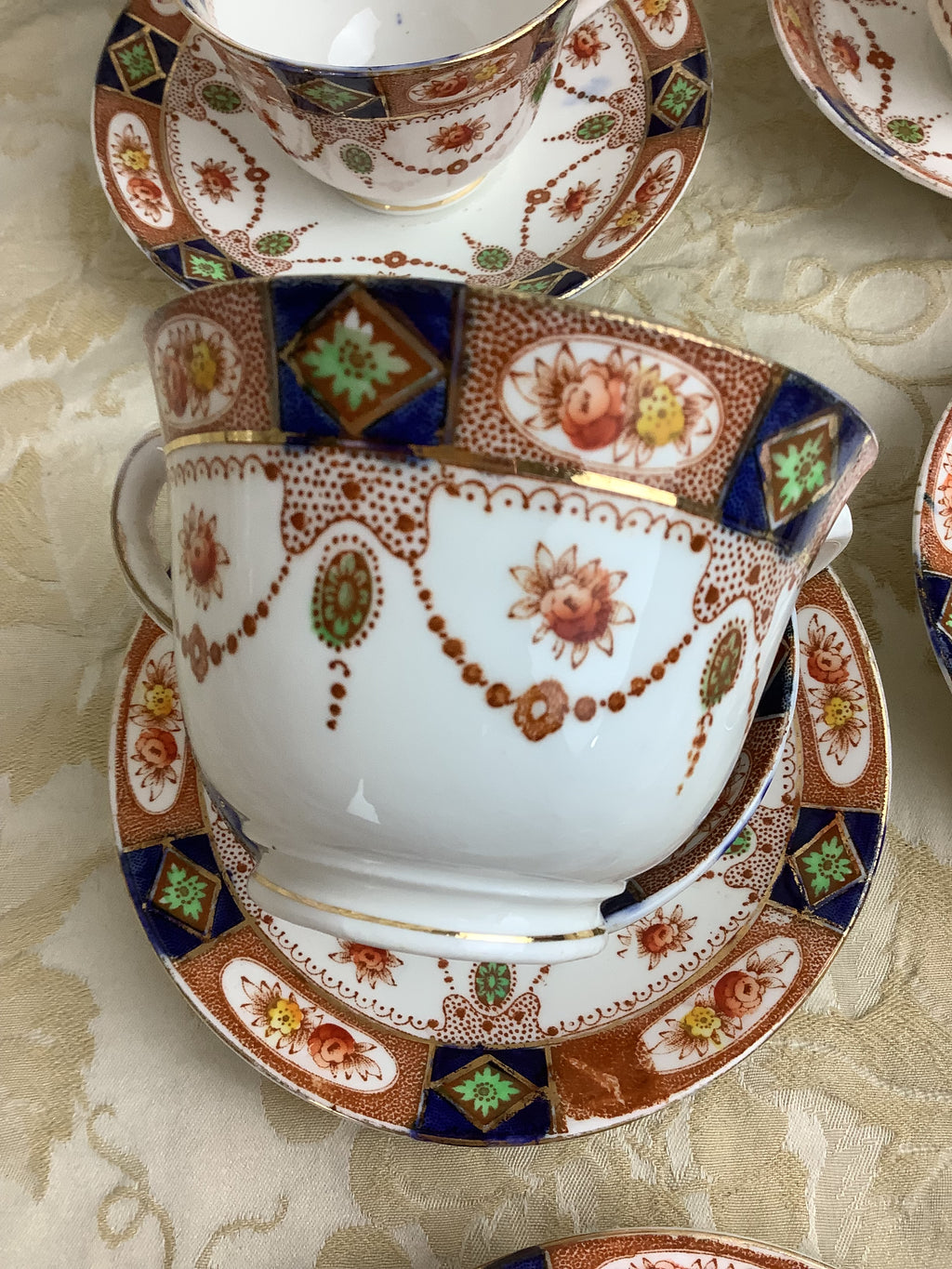 6 Tasses et 6 Soucoupes-Service à thé ancien anglais Doric Bone China -Ref 10A