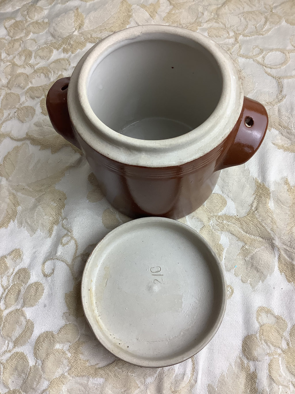 Ancien pot à conserves en grès brun avec couvercle – Réf. 20K