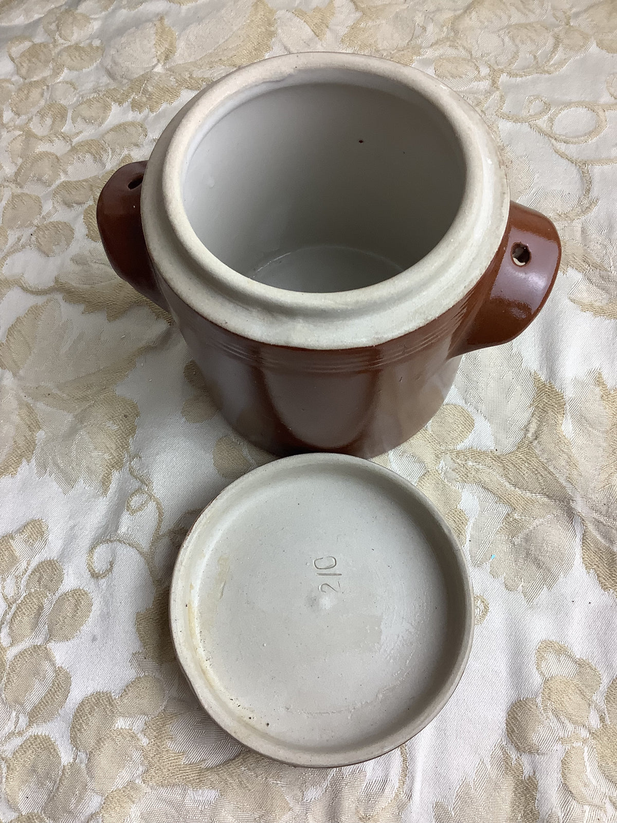 Ancien pot à conserves en grès brun avec couvercle – Réf. 20K