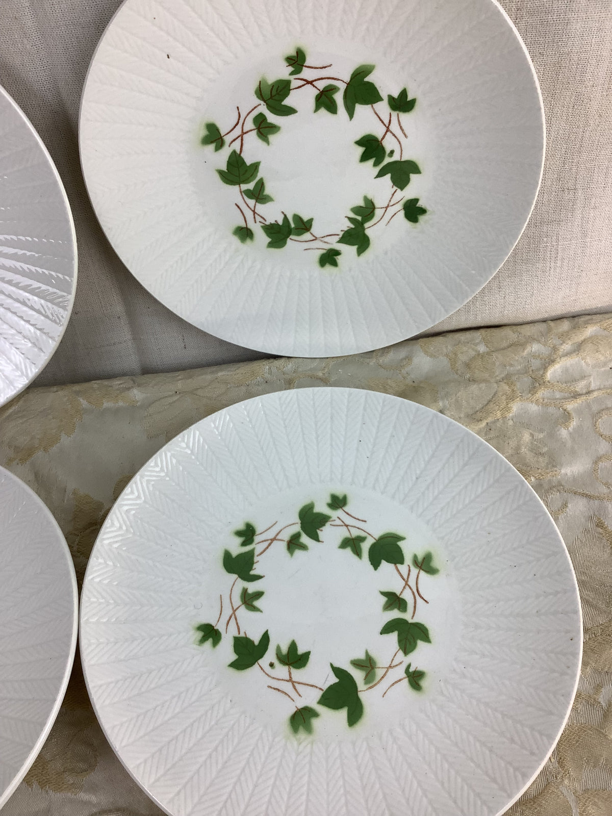 Lot de 6 assiettes à dessert vintage Céranord Saint-Amand, décor guirlande de lierre – Réf. 14D