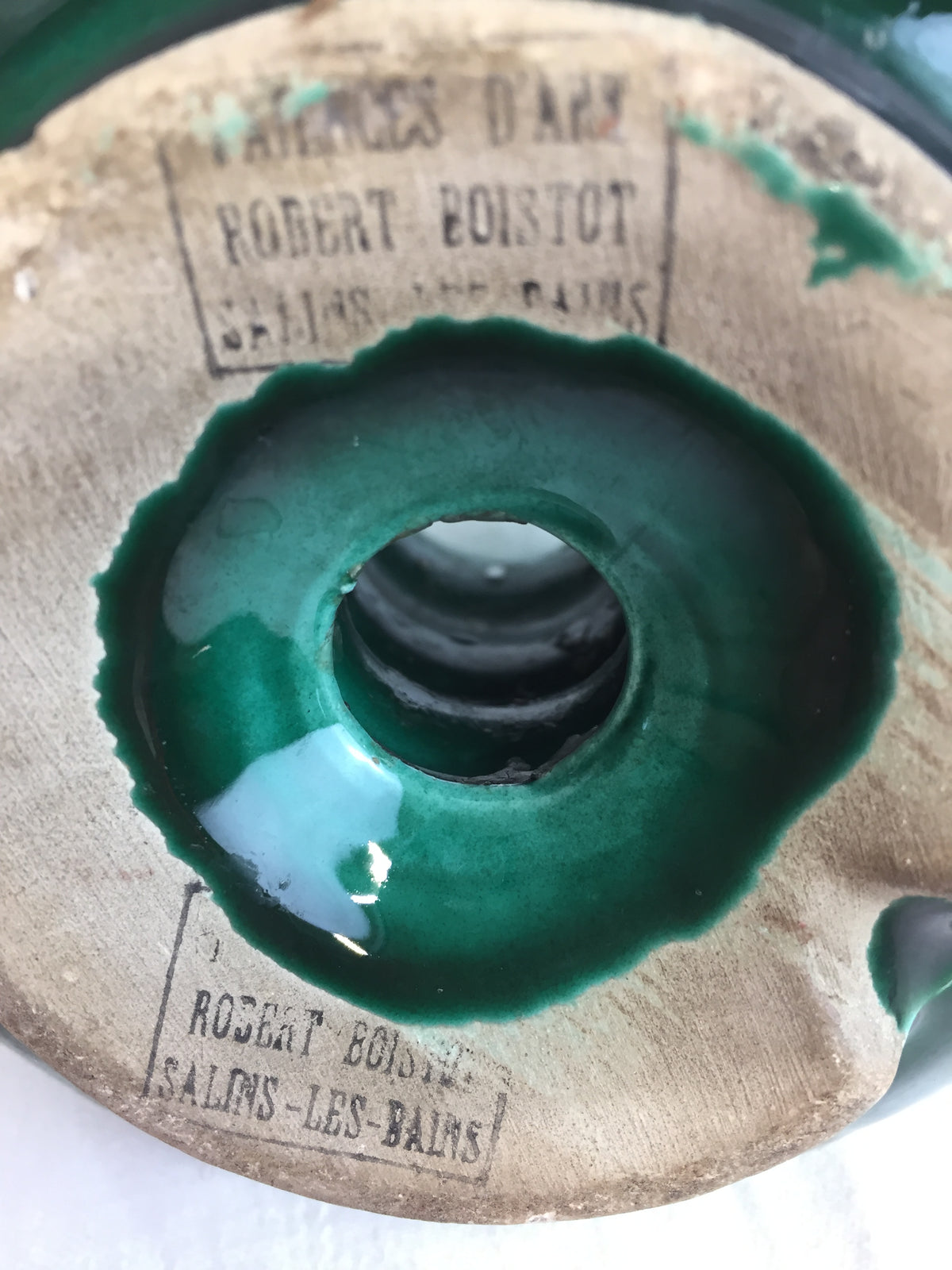 Bougeoir ancien en faïence d’art Robert Boistot, Salins-les-Bains — Réf.1Y