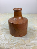 Ancien petit vase bouteille en terre cuite émaillée - Réf. : 12W