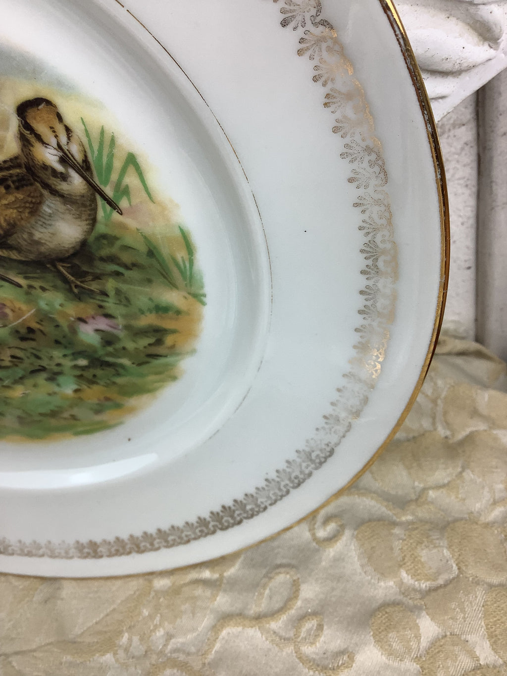 4 Assiettes plates en porcelaine de Limoges France décor gibier/chasse