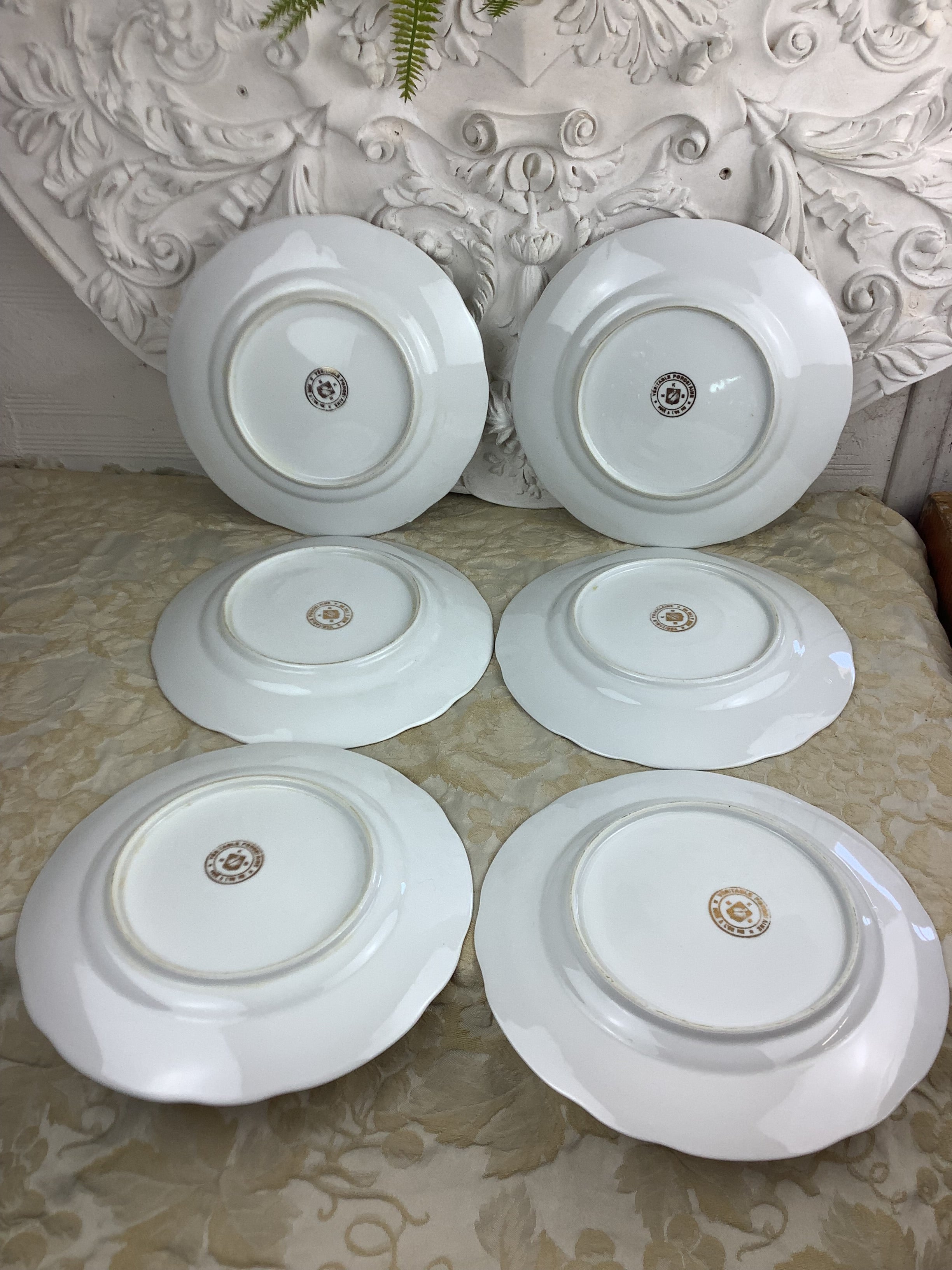 6 Assiettes plates anciennes Porcelaine de Limoges France
