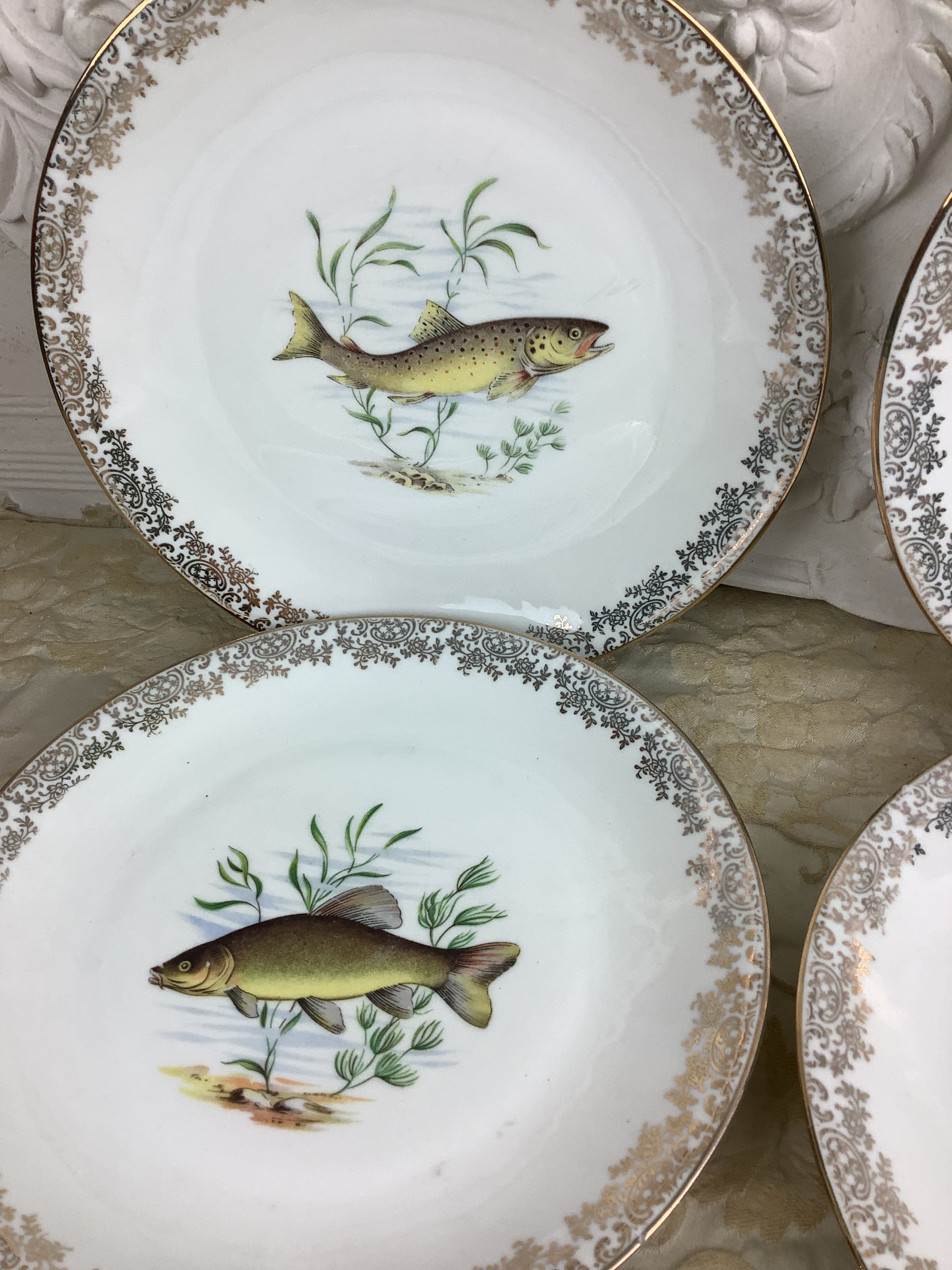 6 Assiettes plates anciennes Porcelaine France