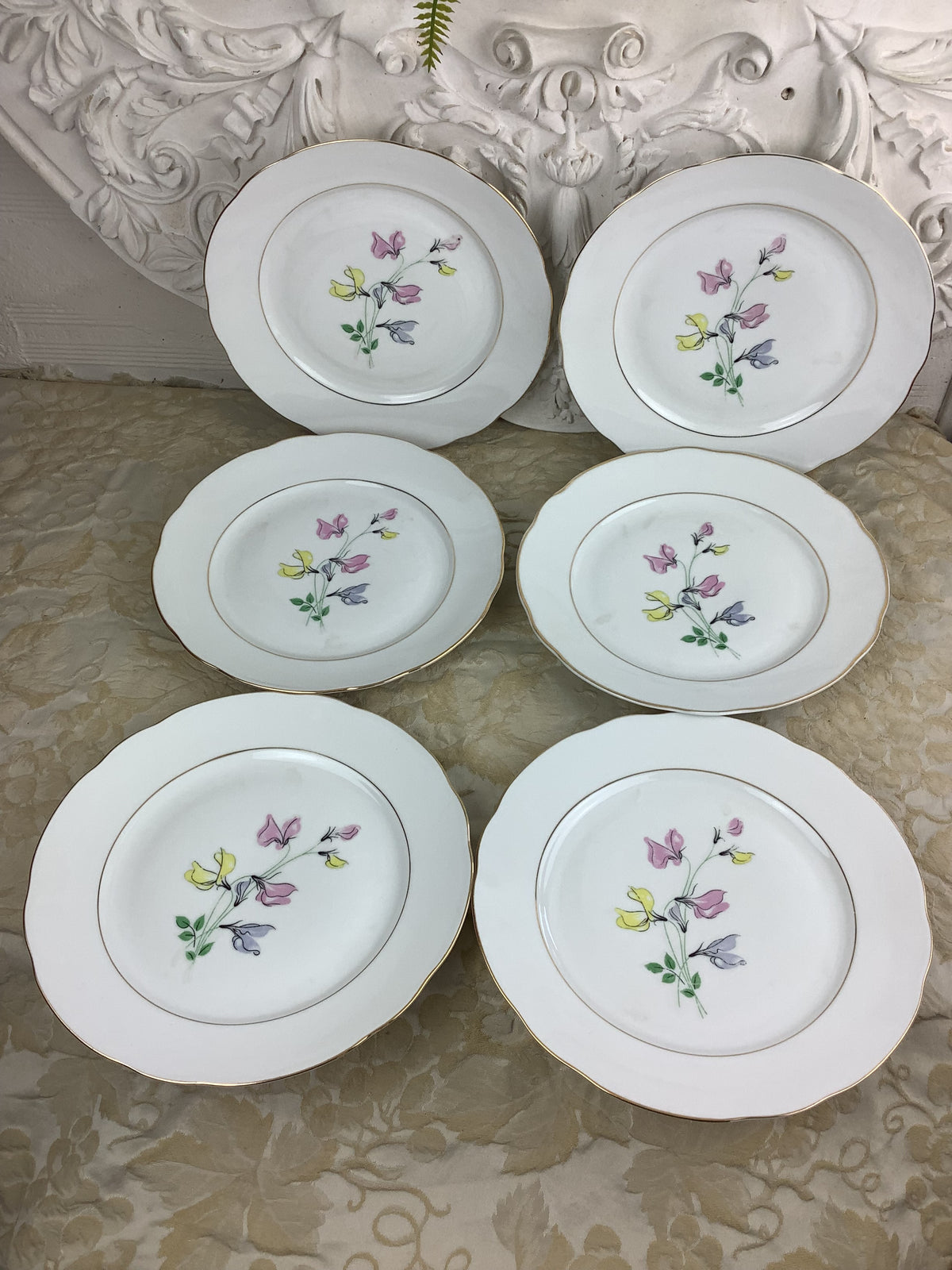 6 Assiettes plates anciennes Porcelaine de Limoges France