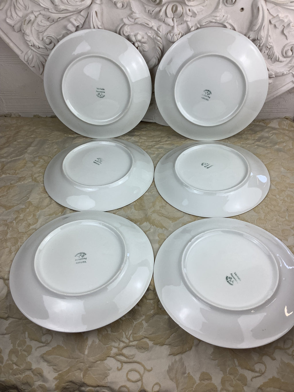 6 Assiettes plates anciennes Porcelaine France