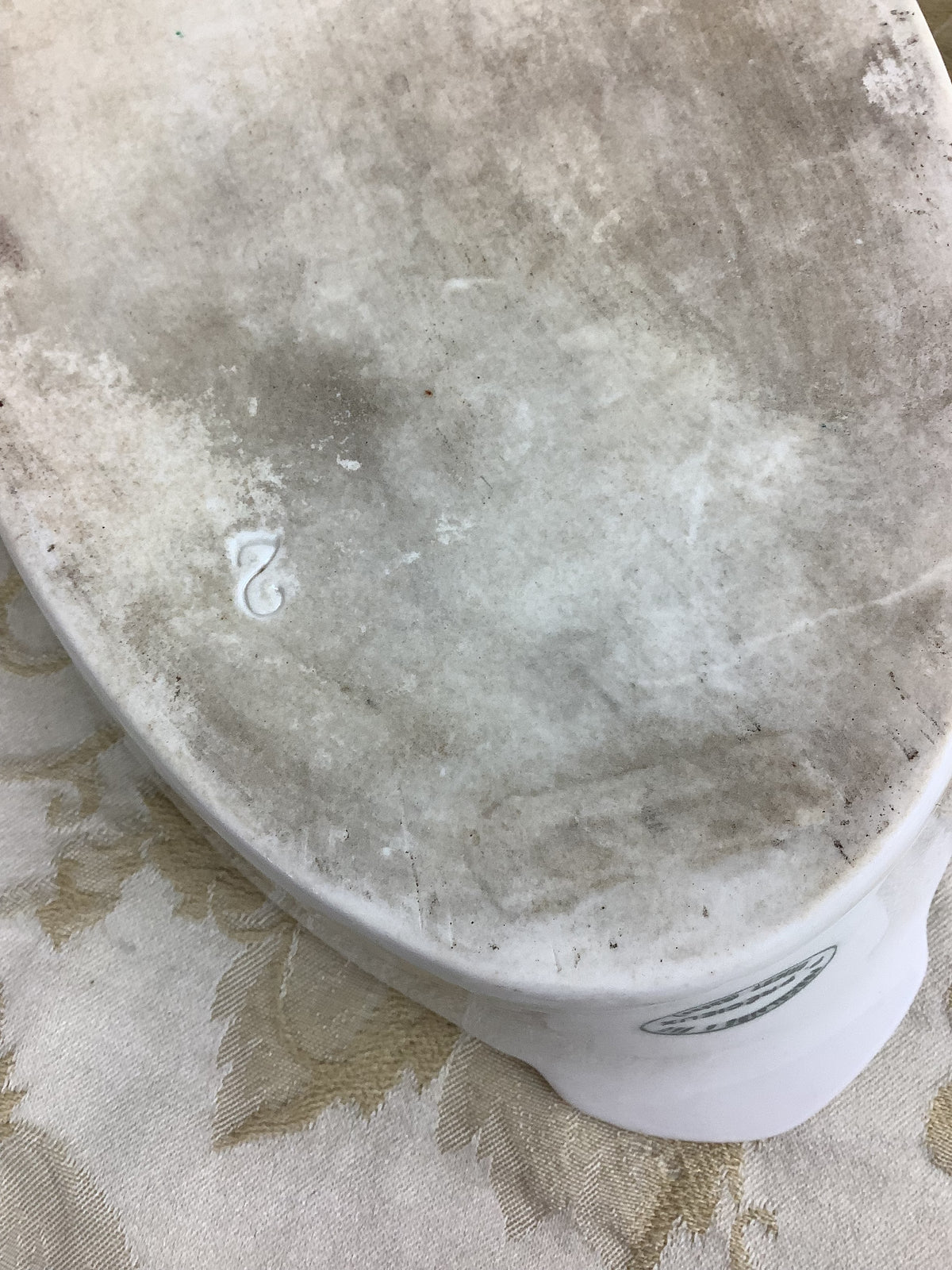 Lot de 2 petits plats anciens ovales en porcelaine à feu – P. Précieux – Réf 23E