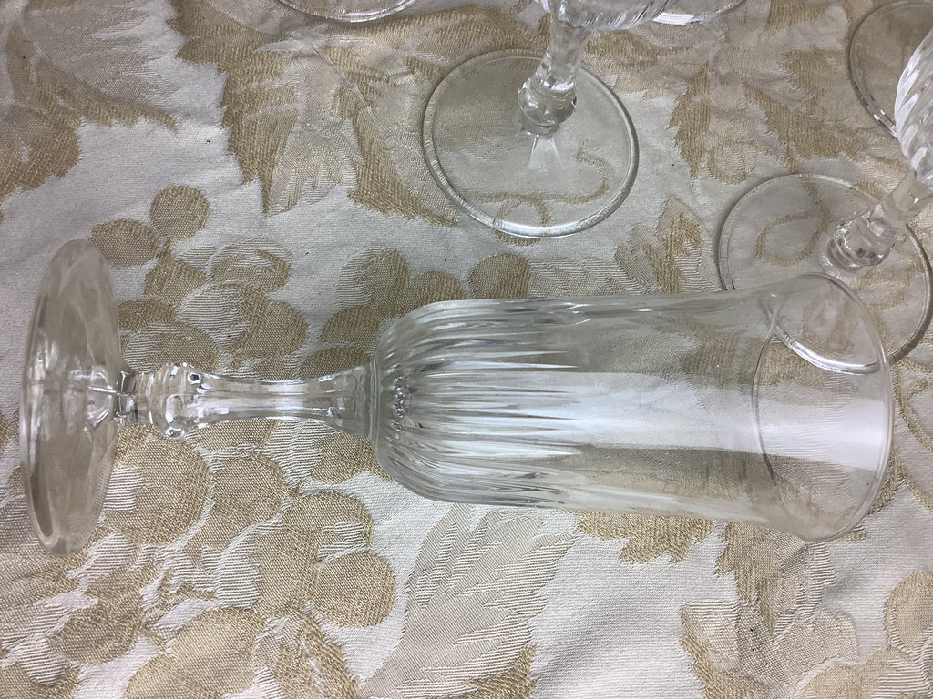 6 verres vintage en verre transparent cannelé – Réf. 26I