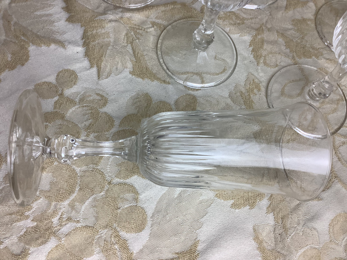 6 verres vintage en verre transparent cannelé – Réf. 26I
