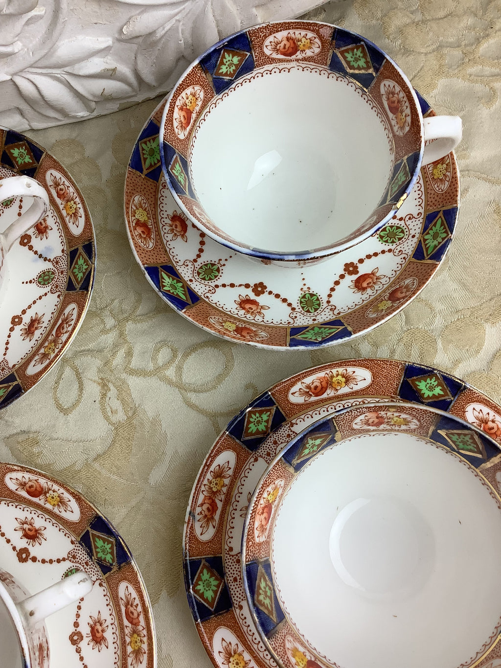 6 Tasses et 6 Soucoupes-Service à thé ancien anglais Doric Bone China -Ref 10A