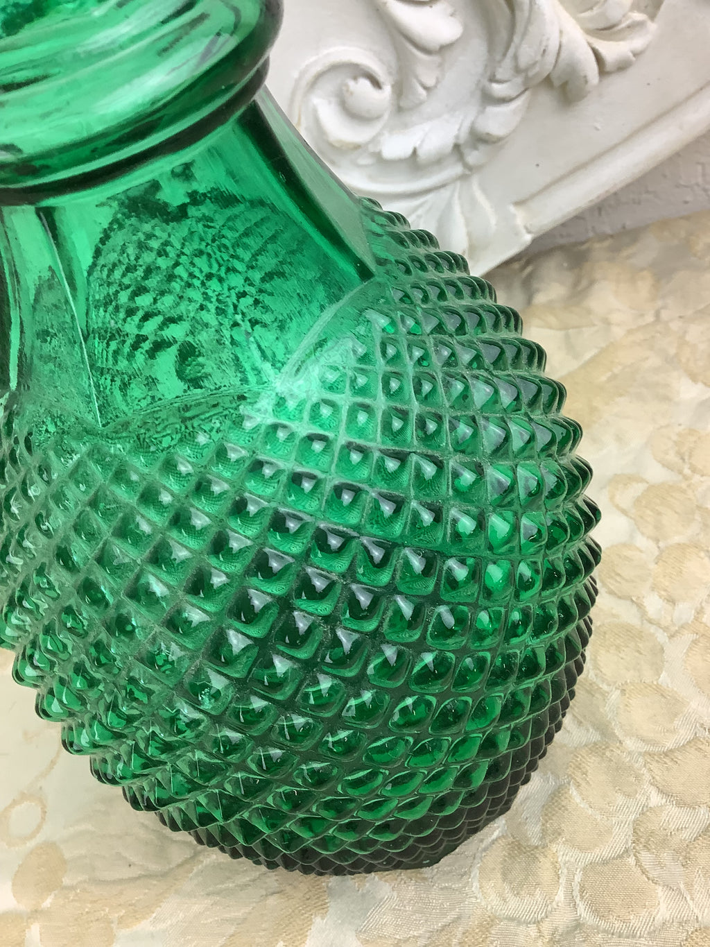 Carafe ancienne en verre épais de couleur verte - Réf 25R