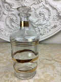 Carafe ancienne en verre transparent à liserés dorés avec bouchon d’origine — Réf. 25U
