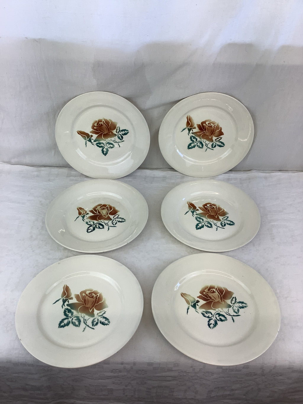 6 assiettes plates anciennes Digoin-Sarreguemines – Modèle Choc – Réf. 6L