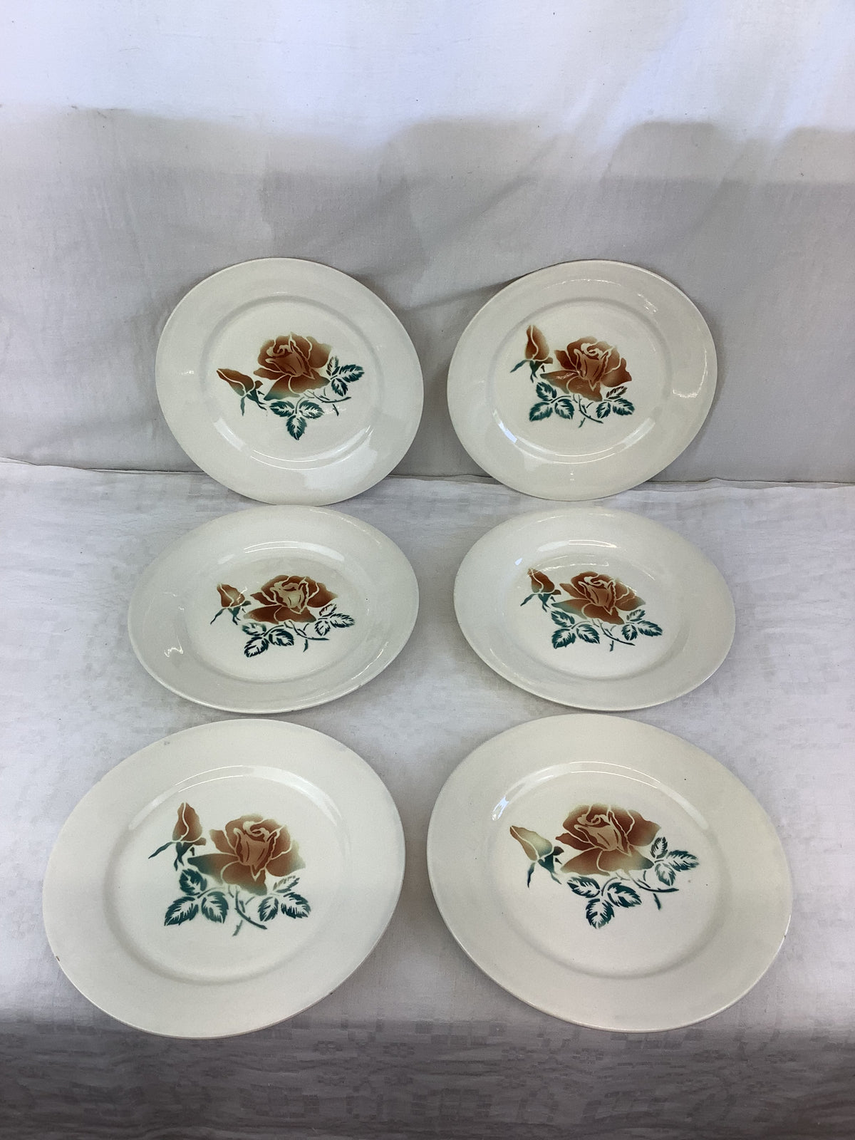 6 assiettes plates anciennes Digoin-Sarreguemines – Modèle Choc – Réf. 6L