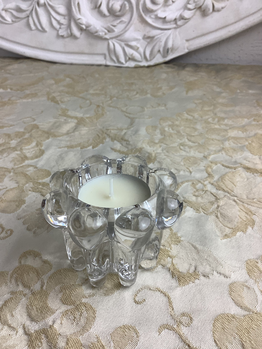 Petit bougeoir « Fleur » en verre moulé VMC Reims – Réf. 26C
