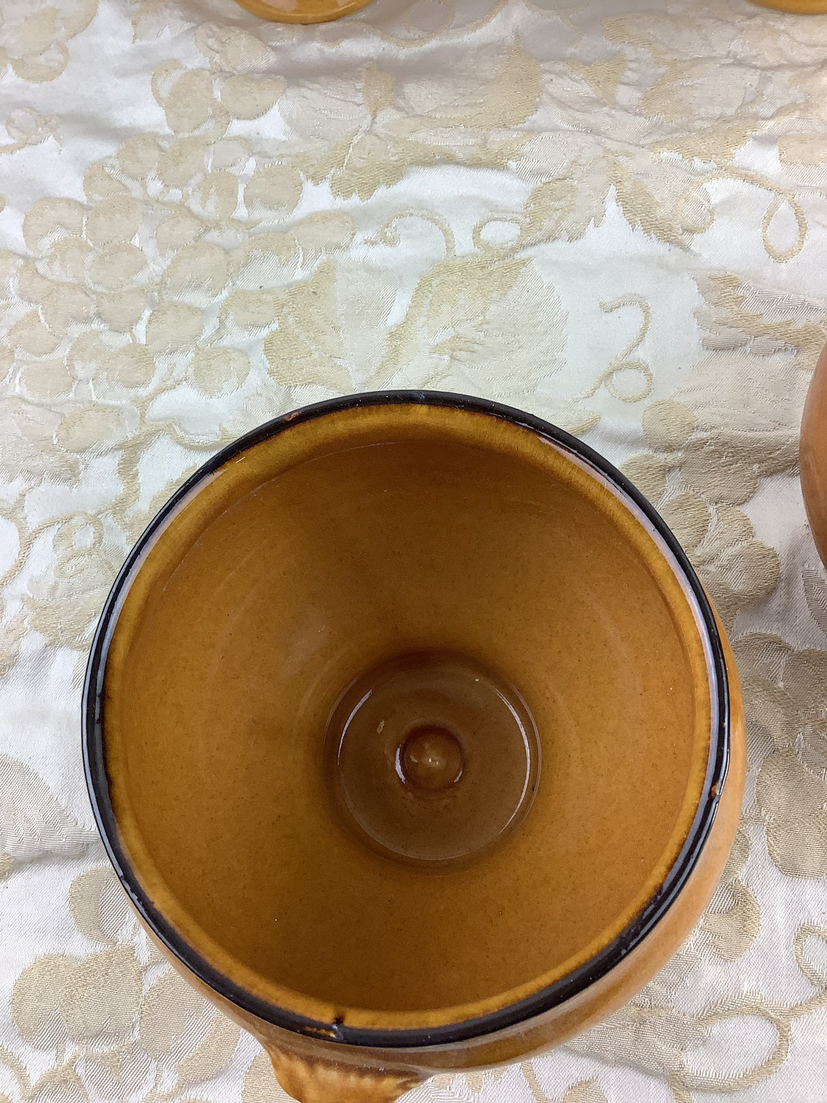 4 antique glazed terracotta soup bowls – lion heads – Ref.: 18X
