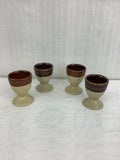 Lot de 4 coquetiers vintage en terre cuite émaillée - Réf 43
