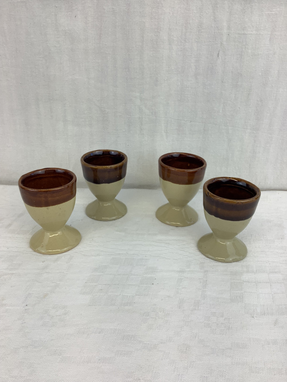 Lot de 4 coquetiers vintage en terre cuite émaillée - Ref 43