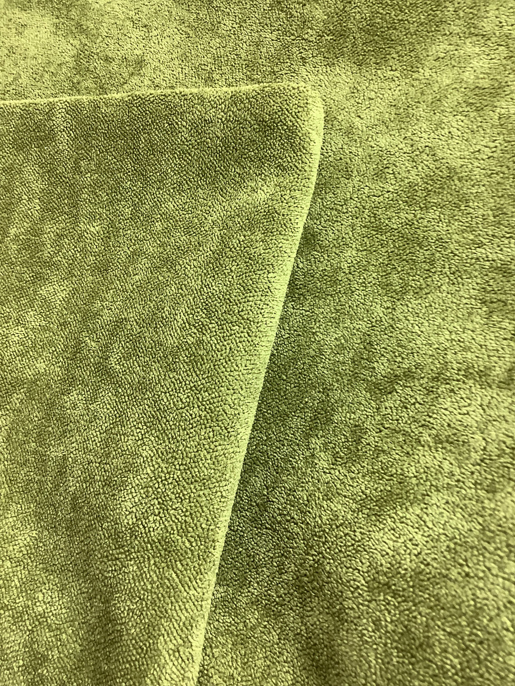 Two antique rectangular cushion covers in moss green short-pile velvet — Ref. 186