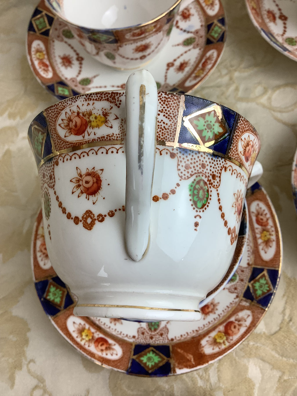 6 Tasses et 6 Soucoupes-Service à thé ancien anglais Doric Bone China -Ref 10A