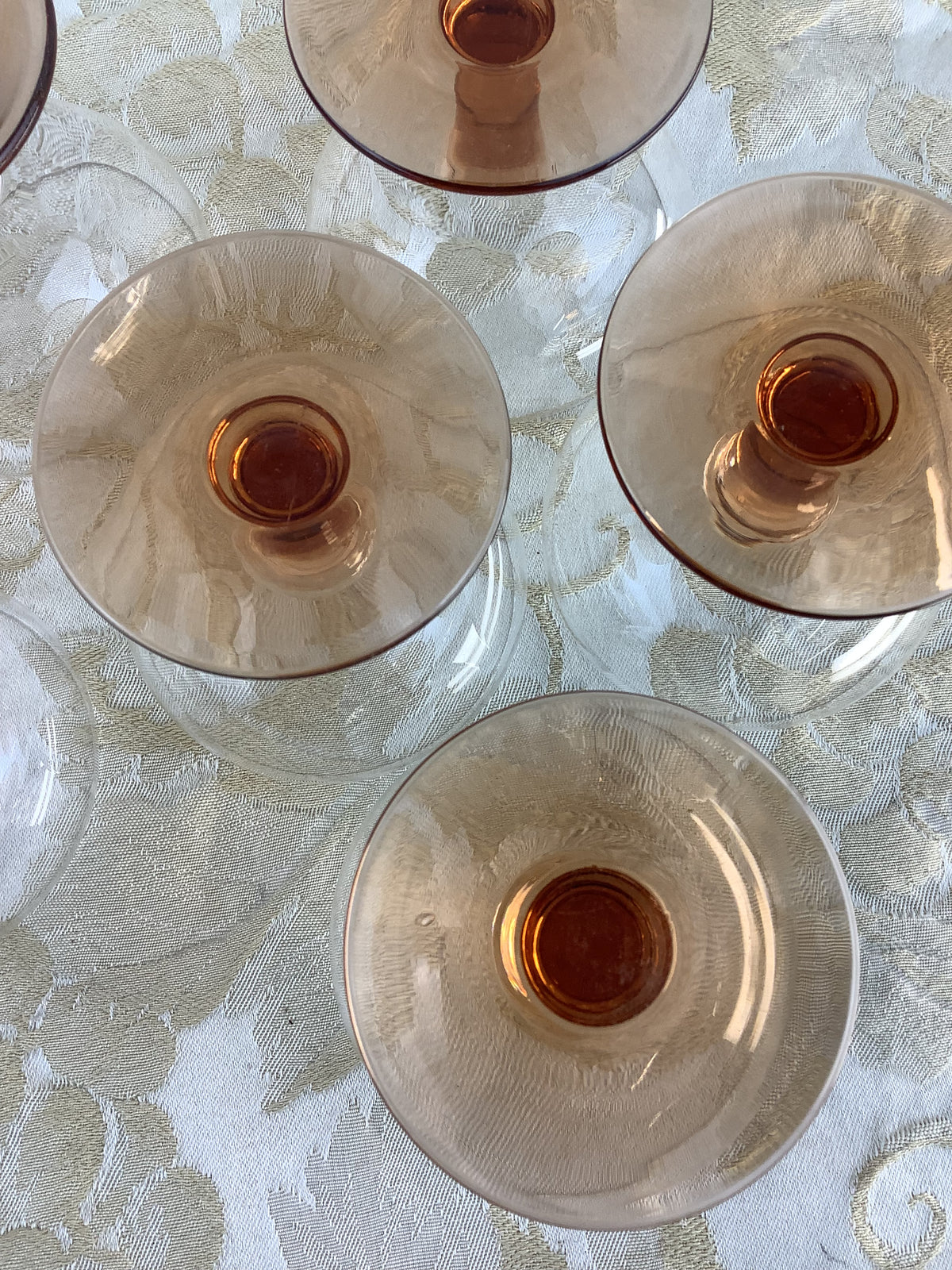 Lot de 6 Petits Verres à pied couleur ambre , vintage - Ref 20K