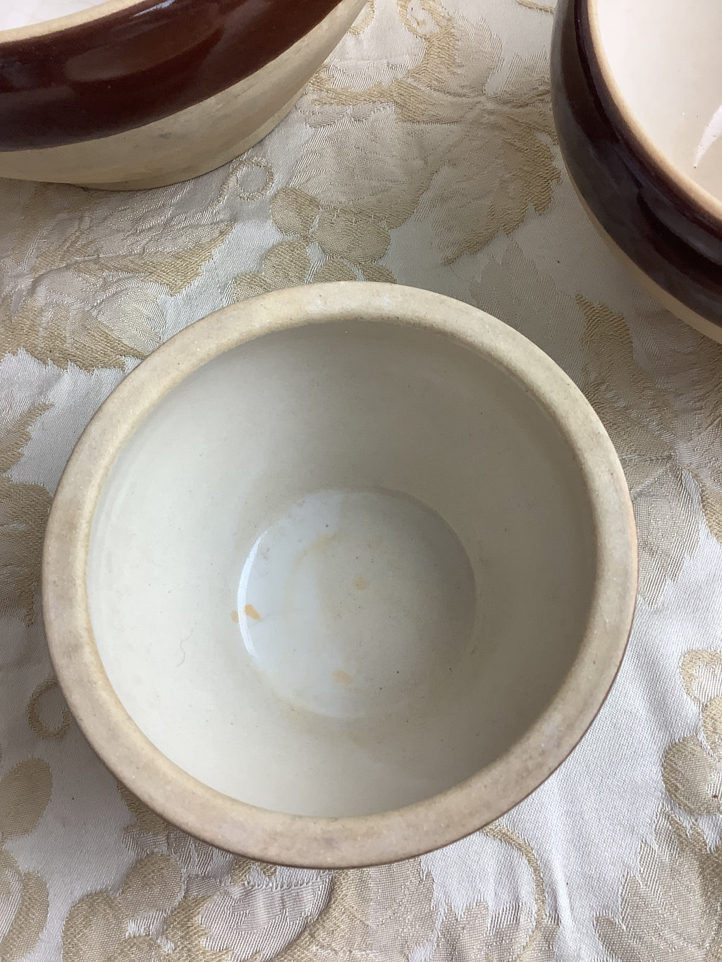 Lot de 3 bols anciens en grès Digoin – Grès Pots France – Réf. 26F