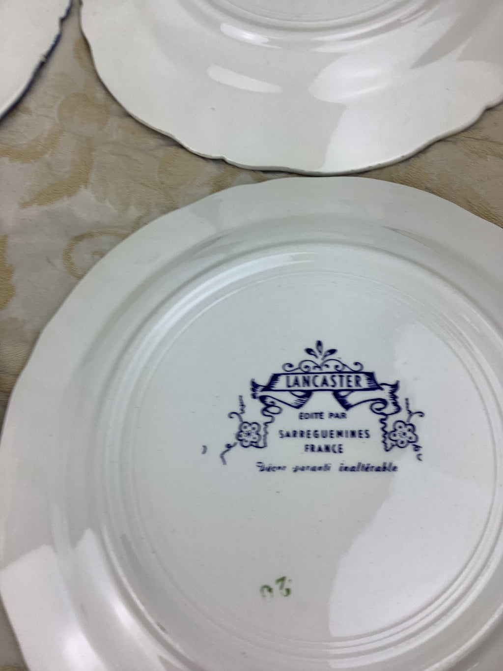 6 Assiettes anciennes Lancaster éditées par Sarreguemines Ref 25w