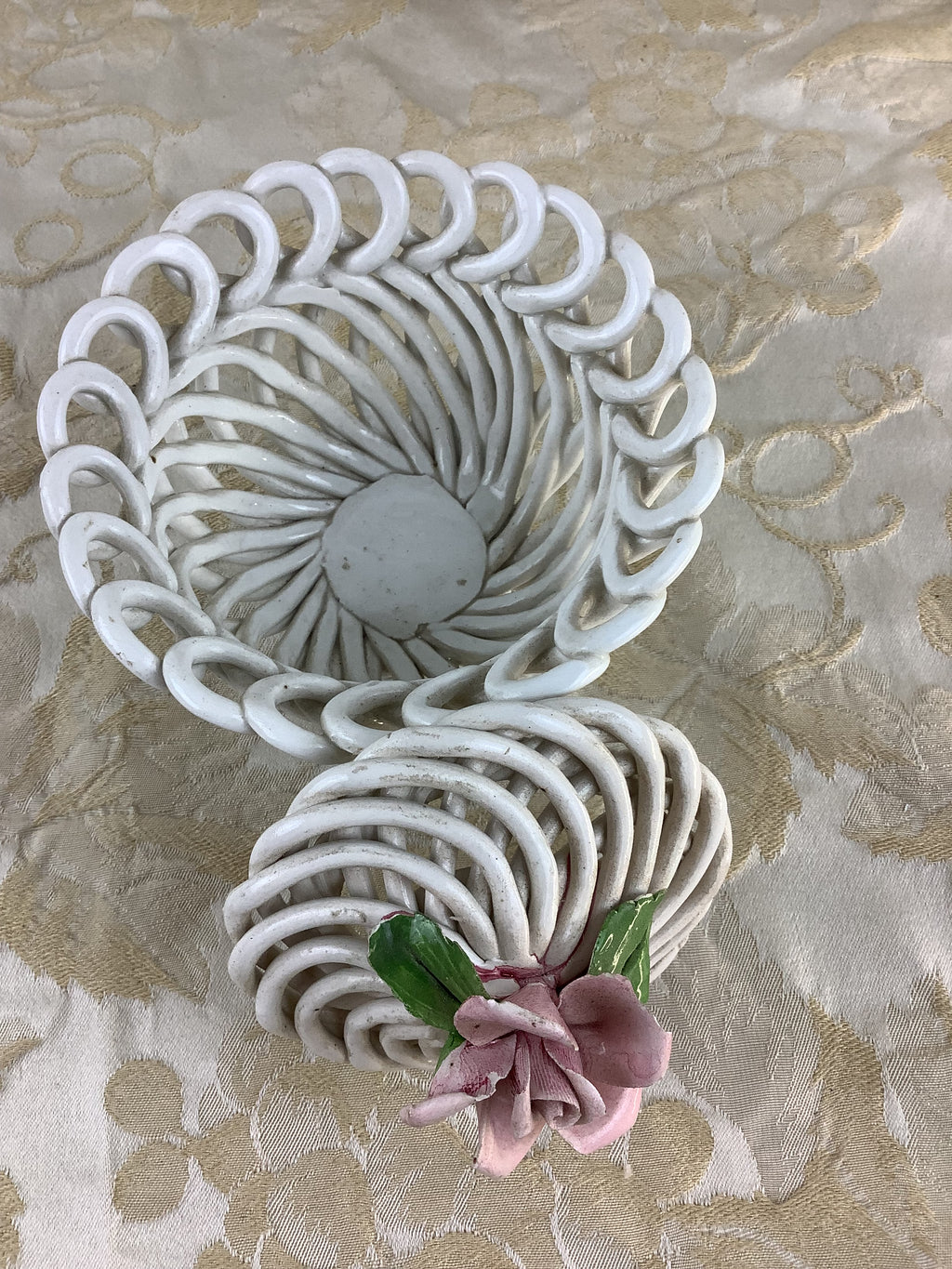 Bonbonnière ajourée en céramique Bassano, rose rose- Ref 13K