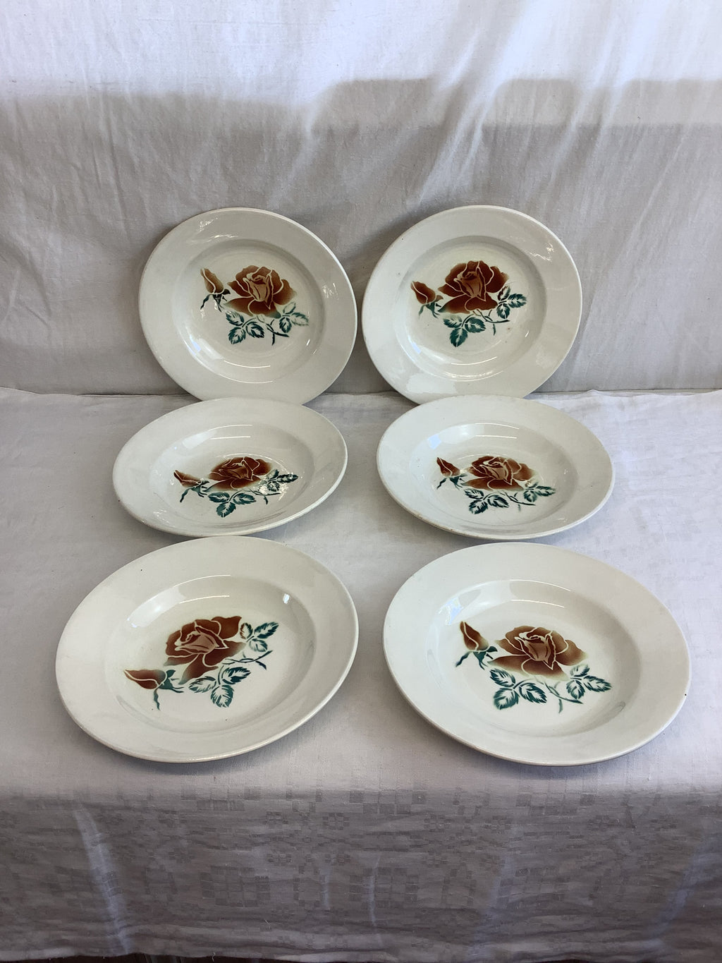 6 assiettes creuses anciennes Digoin-Sarreguemines – Modèle Choc – Réf. 6M