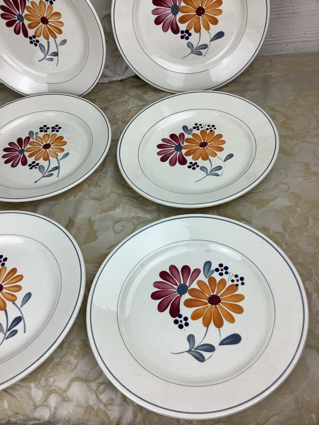 6 Assiettes à dessert anciennes Salins France -Ref 25Y