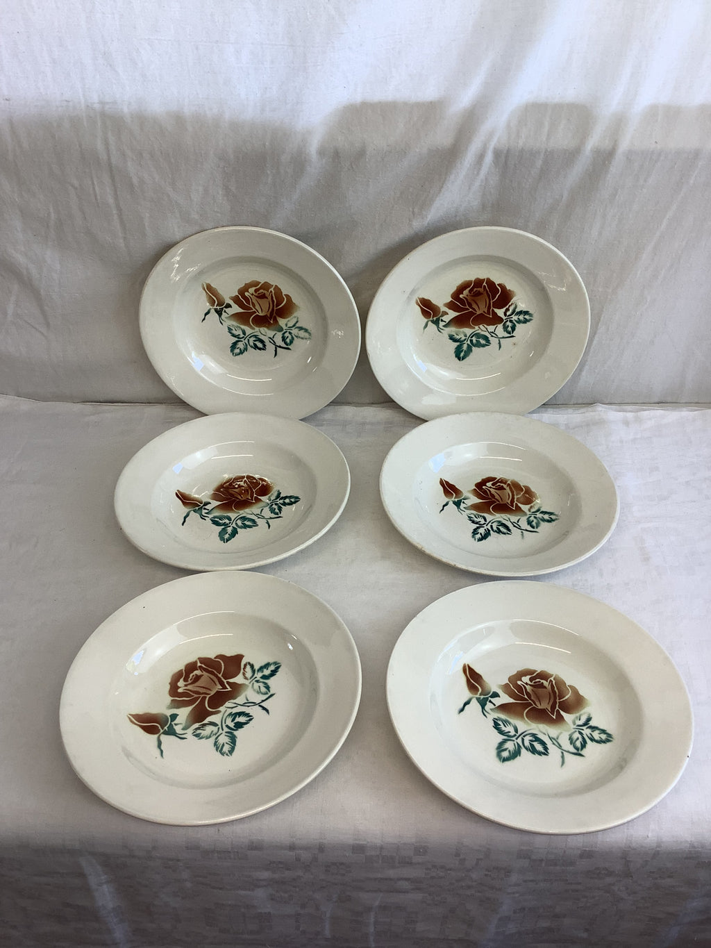 6 assiettes creuses anciennes Digoin-Sarreguemines – Modèle Choc – Réf. 6M