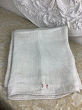 Nappe ancienne en toile rustique lin/chanvre – monogramme rouge – Réf. 181