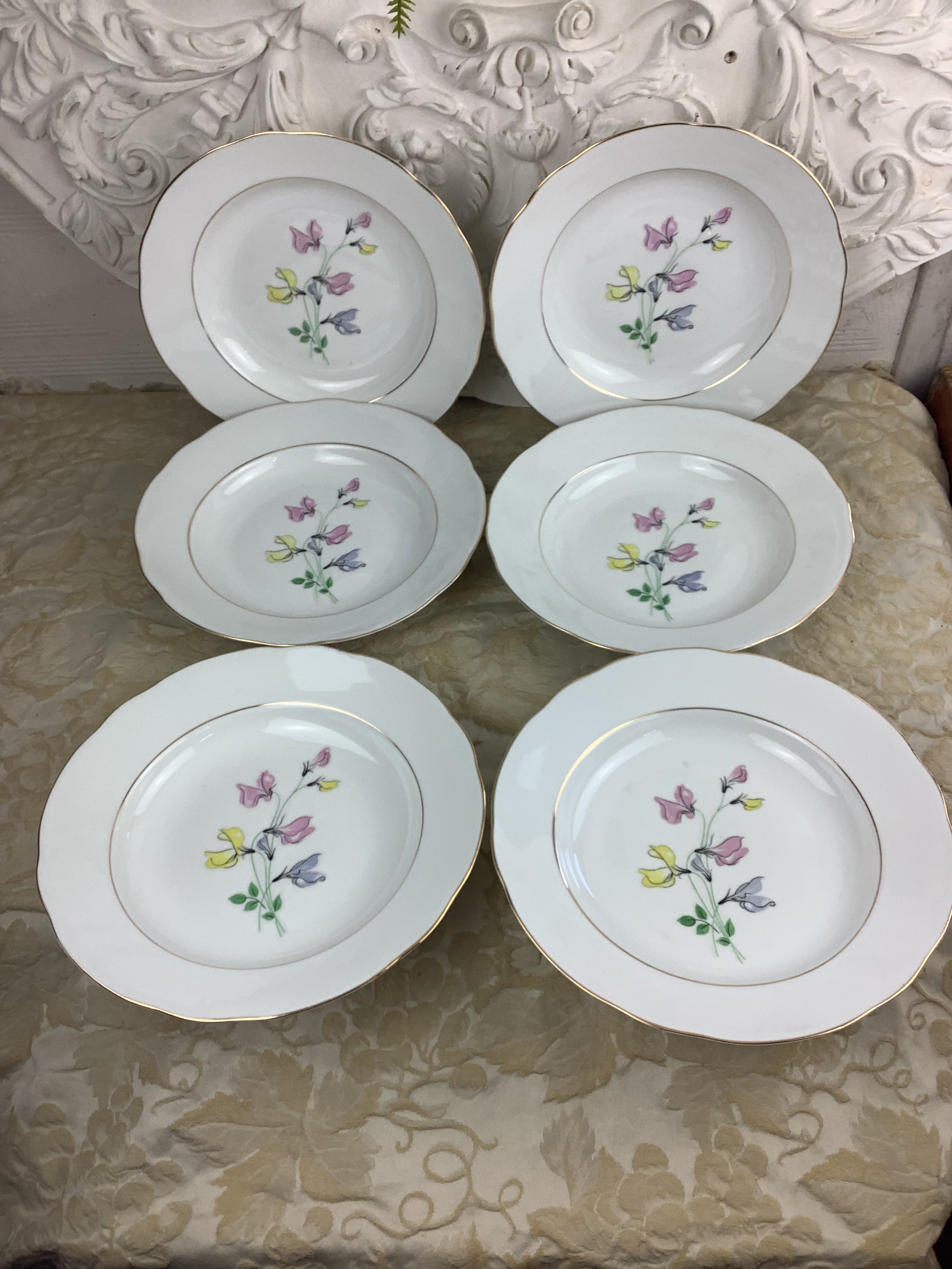 6 Assiettes creuses anciennes Porcelaine Limoges France