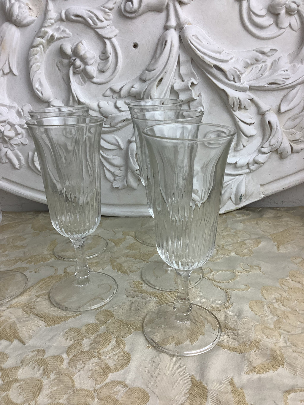 6 verres vintage en verre transparent cannelé – Réf. 26I